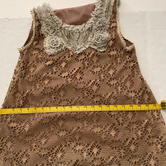 Pretty Angel Boho Layered Crochet Tunic Top Sleeveless Brown - Picture 4 of 10